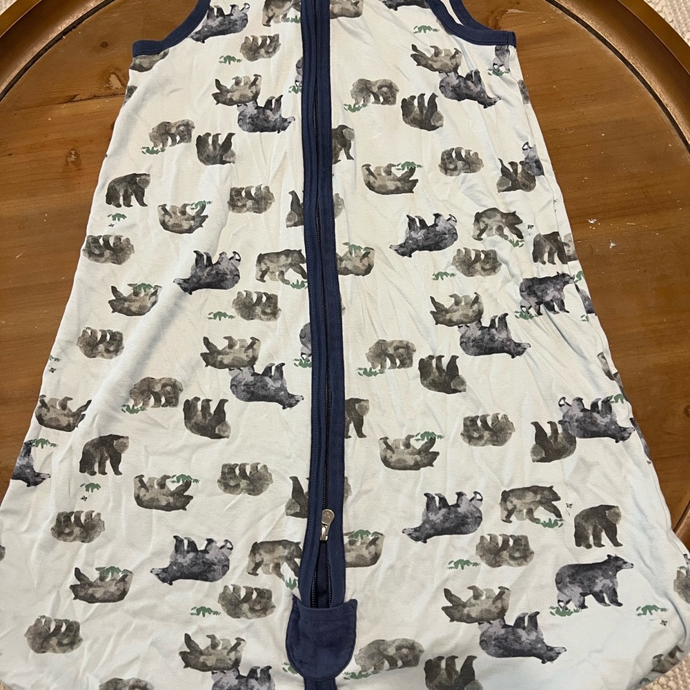 Burt's Bees White and Blue Sleep Sack Pajamas with Bear Print